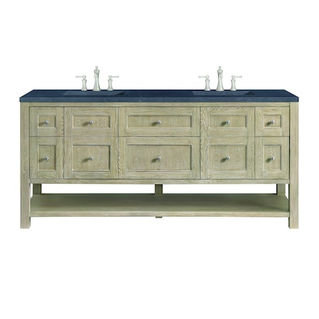 James Martin Vanities 72'' Double Vanity, Whitewashed Oak w/ 3 CM Charcoal Soapstone Quartz Top 330-V72-WWO-3CSP